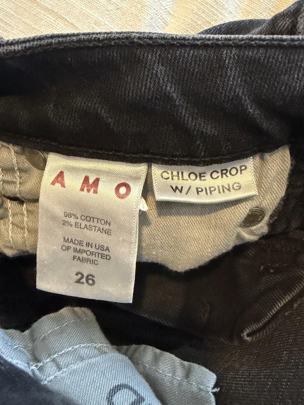 AMO Chloe Crop With Piping Black with White Sidestripe Size 26 - Picture 4 of 10